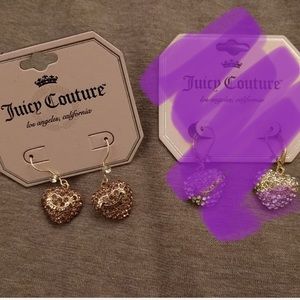 NWT Juicy Couture pave gold heart earrings